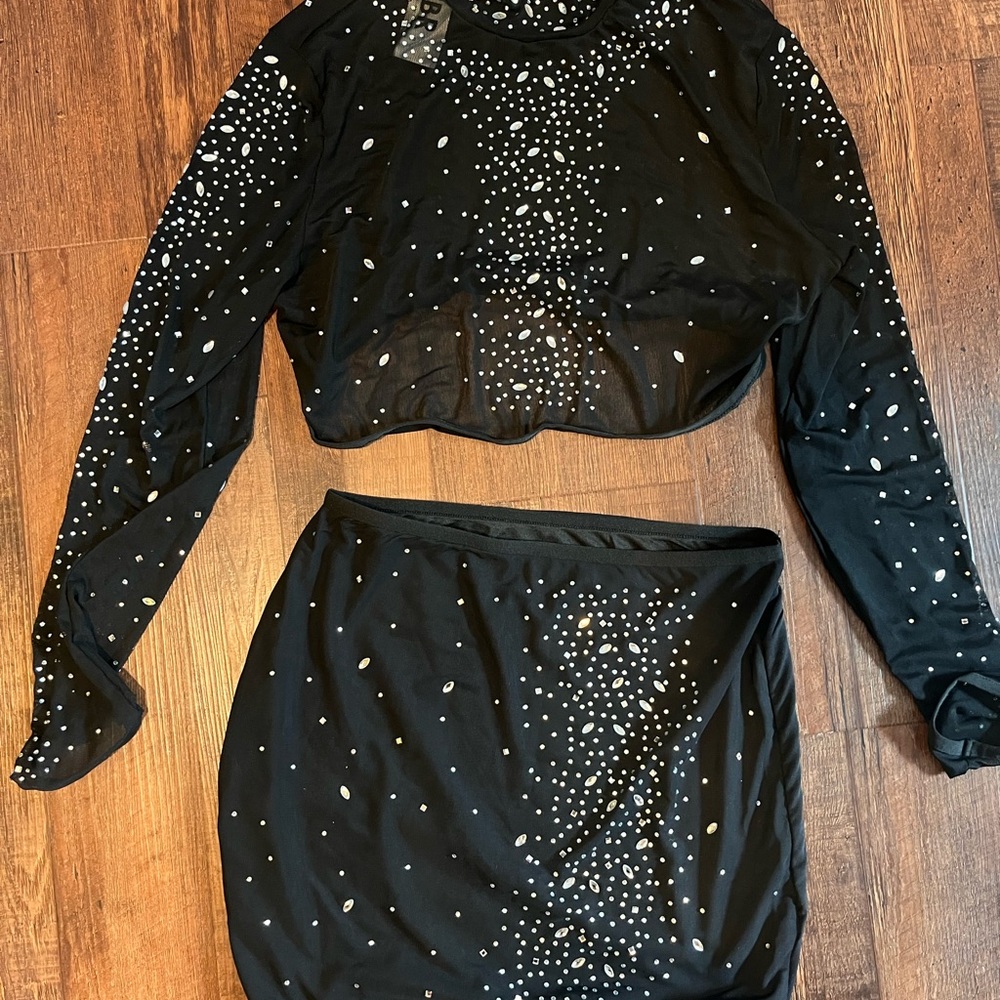 Rhinestone 2 piece mini dress